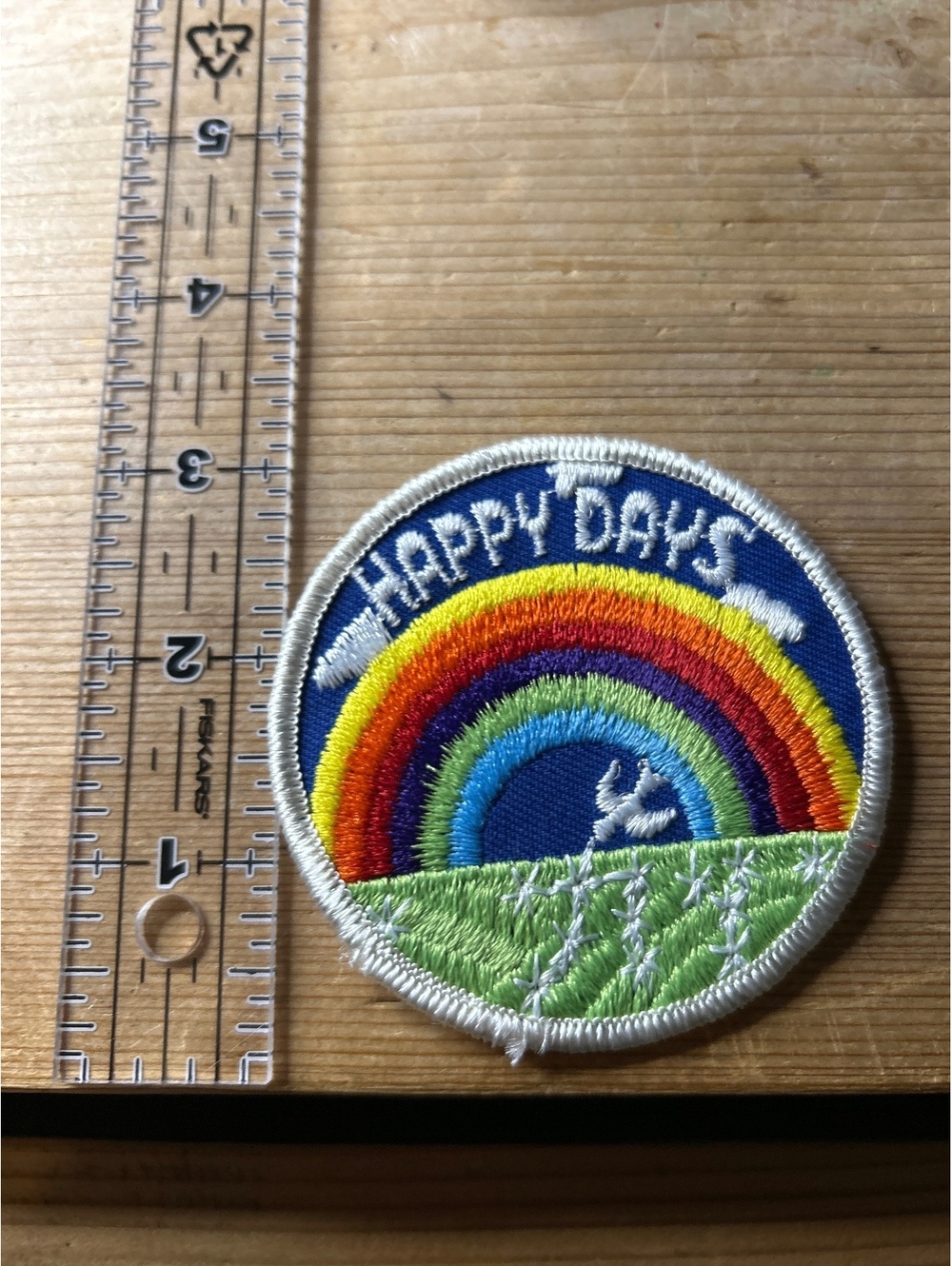 Vintage Happy Days Rainbow Embroidered Patch